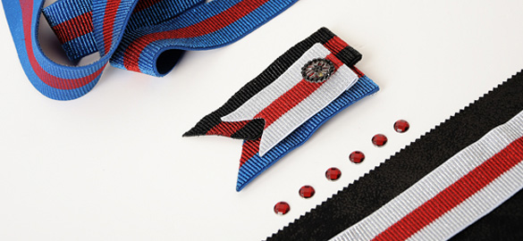ruban, élastique, stripe, bouton, broche, mode